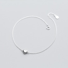 MloveAcc 925 Sterling Silver Romantic Small Heart Charm Anklets for Women S925 Ankle Bracelet Adjustable Length