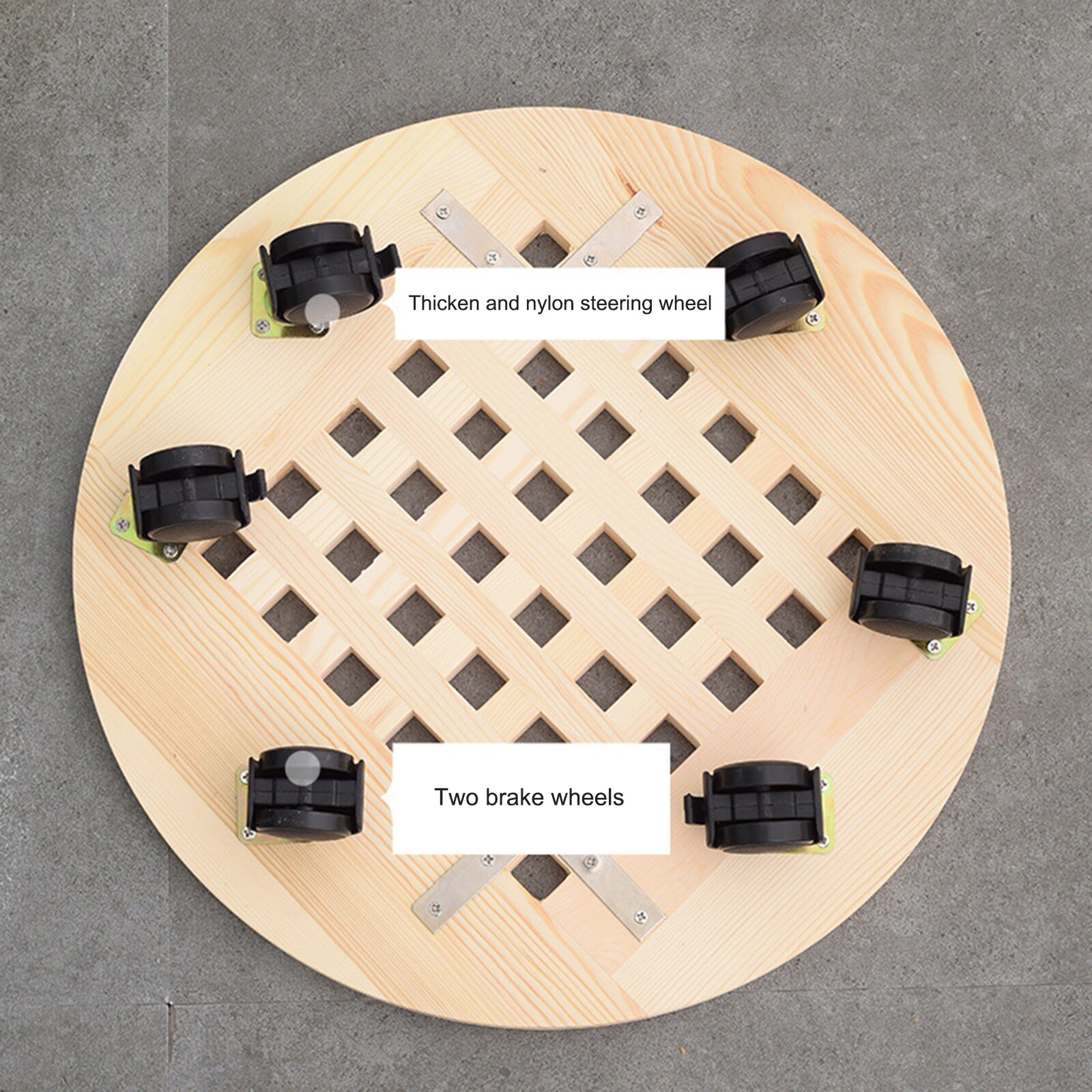 Wood Flower Pot Removable Tray Plant Holder Stand Base with Wheels Planter Flowers Pot Mover Trolley Plate Stand Gard