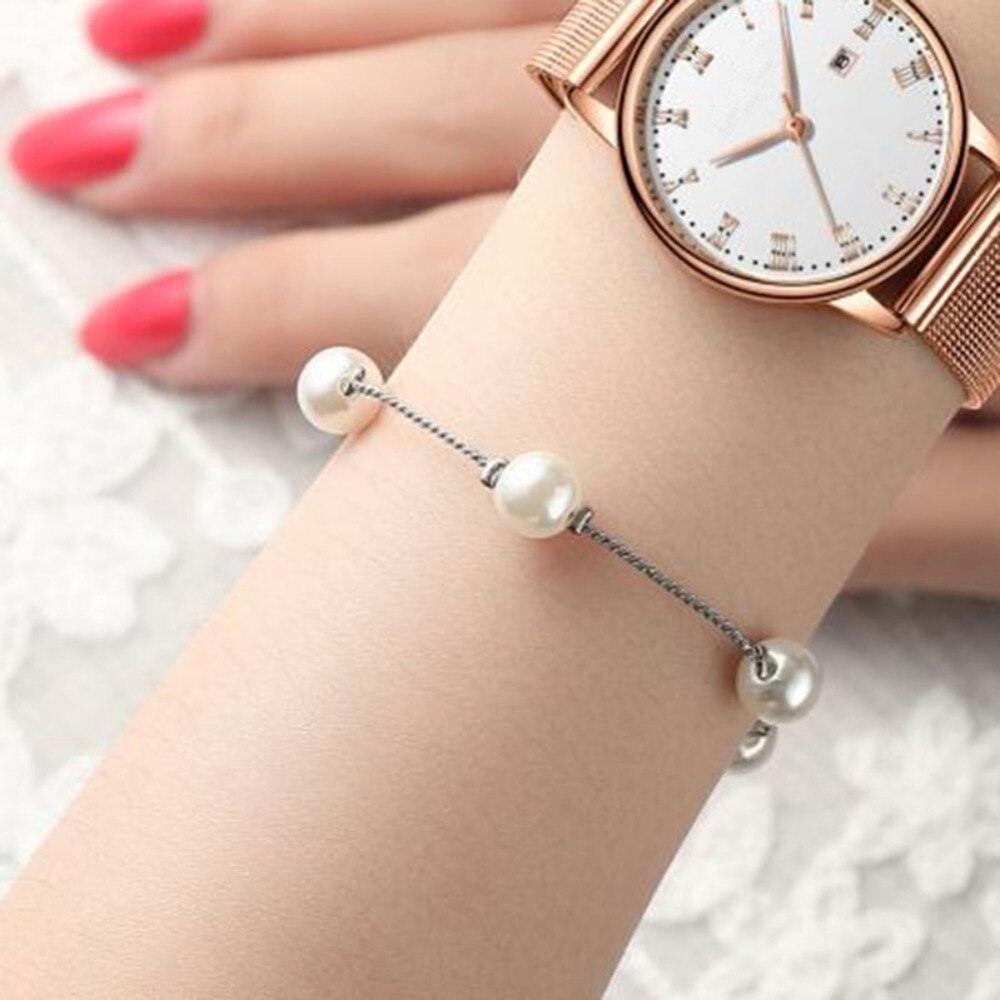 Eenvoudige Vrouwen Collier elicate en Classy Kostuum Sieraden Gunsten Faux Parel Ketting Oorbel Armband Sieraden Set Acces