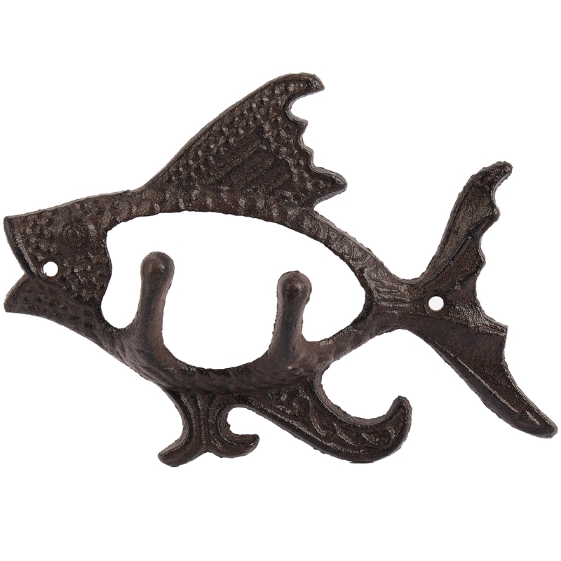 Fish with Two Hooks Ocean Series Cast Iron Wall Ho... – Vicedeal
