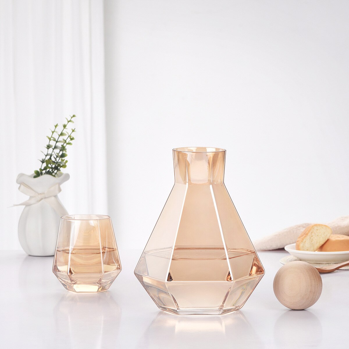 Goud 5Pcs Glas Water Jug Koud Water Thee Pot Juice Drink Fruit Theepot Karaf Met Handvat Filter Warmte-Proof Theepot Set