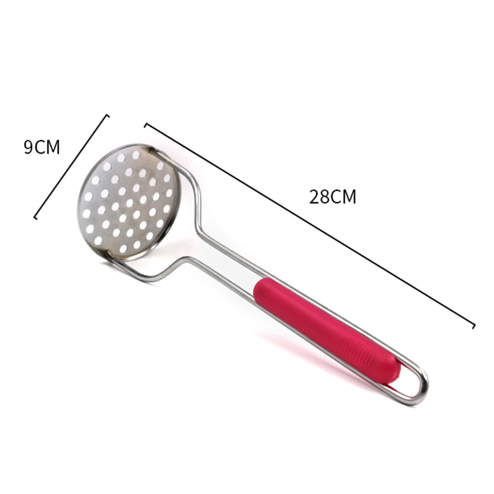 Non Slip Handle Stainless Steel Potato Masher Ricer Vegetable Fruit Blender Tool: Rose Red Handle