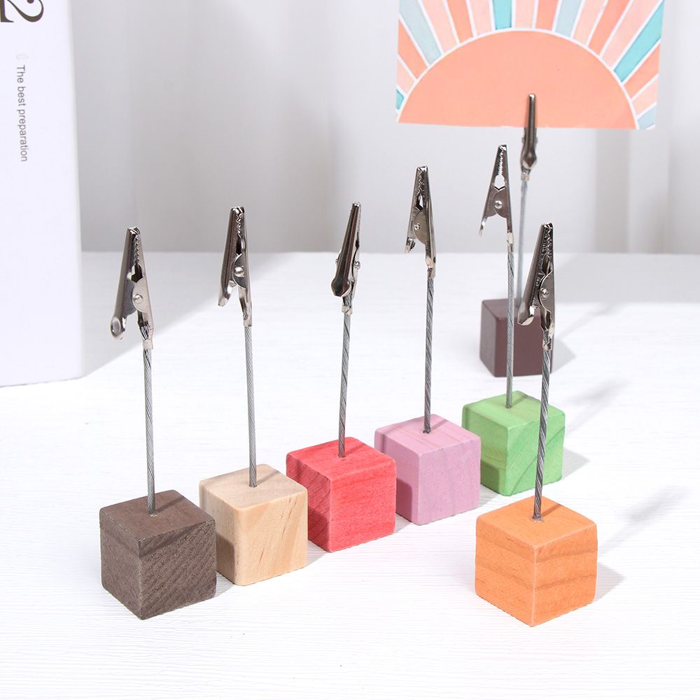 Decor Desktop Decoration Memorandum Wooden Message Folder Table Numbers Holder Photos Clips Place Card Clamps Stand