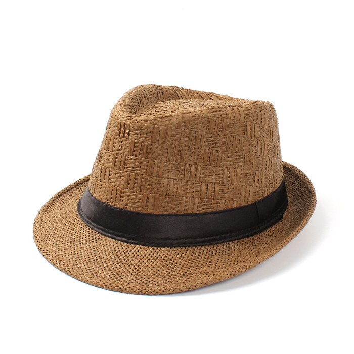 Kvinnor män sommar halm resor båtliv strand solhatt för gentleman lady seaside homburg sun fedora sunbonnet: Kaffe