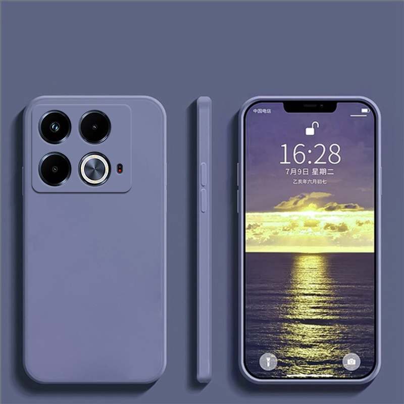 Pour Infinix Note 40 étui en Silicone liquide étui de protection uni Infinix Note 40 couverture TPU antichoc Infinix Note 40 Pro Pllus: ABS / Violet