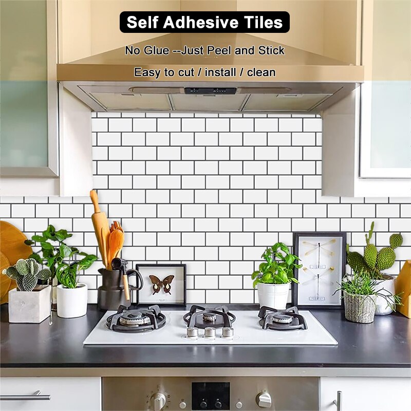2mm Strong Adhesive Premium Kitchen Wall Tiles Kitchen Backsplash Wall Sticker