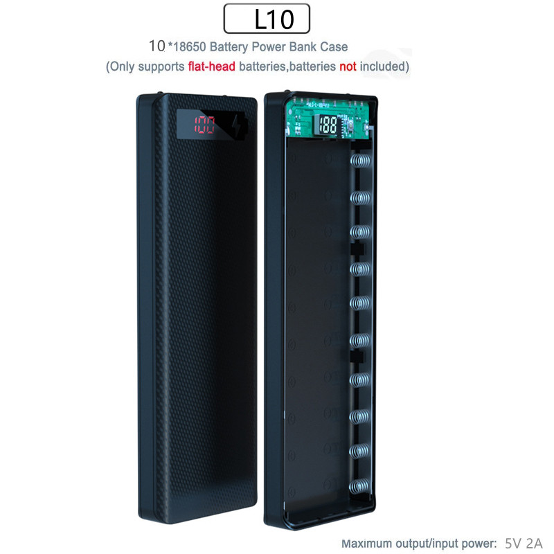 DIY Power Bank 18650 Battery Case Power Bank Battery Storage Box Powerbank Box Charger Shell Case 8X 10X 18650 Type C Interface: green