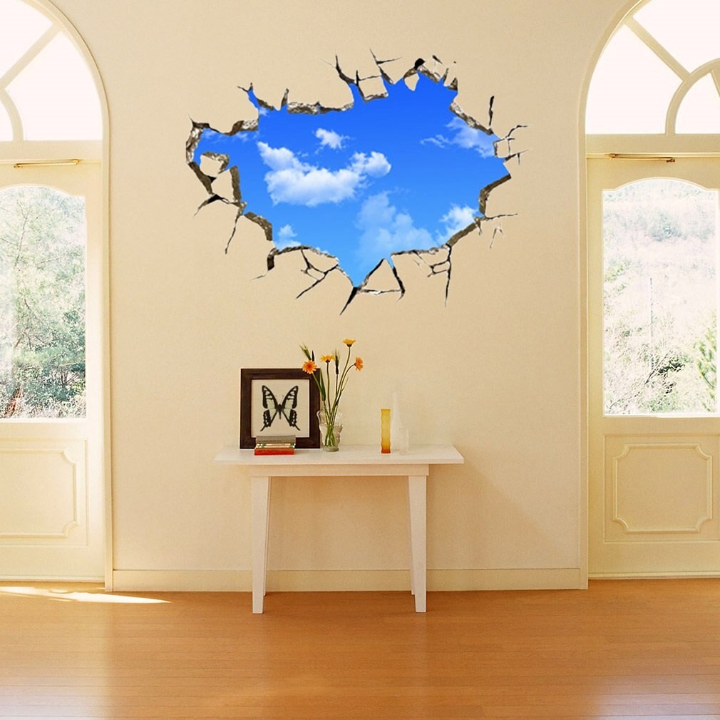 Creatieve Blauwe Hemel 3D Stereo Plafond Woonkamer Slaapkamer Muur Sticker