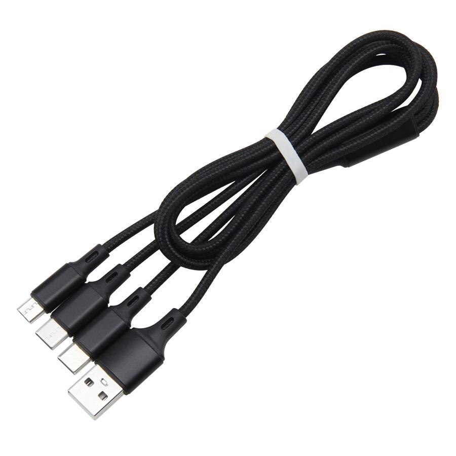 1.2m 2.4a in- 3 in- 1 mit nylongeflecht, 8 -poligem Mikro-usb-typ-c-anschluss für samsung Android-geräte