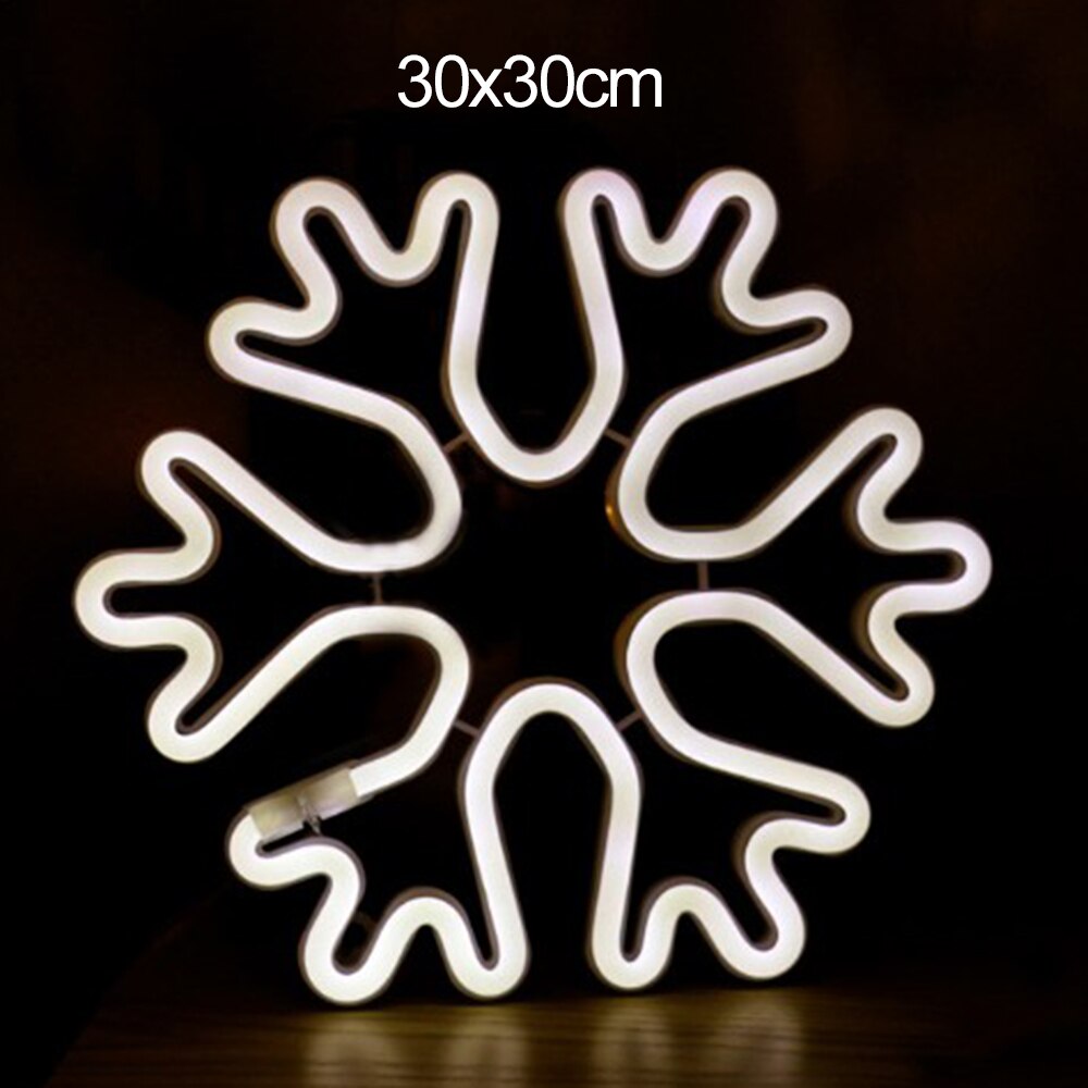 LED Neon Light USB/Battery Power Chirstmas Tree Snowflake Neon Sign Art Night Lamp Xmas Party Wedding Kids Room Decor: White Snowflake