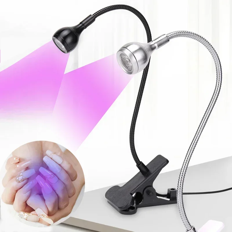Luces Led ultravioleta con Clip, tubo de Metal Flexible, lámpara UV USB, Mini luz de curado de Gel UV, lámpara de escritorio, secador de uñas para arte de uñas DIY