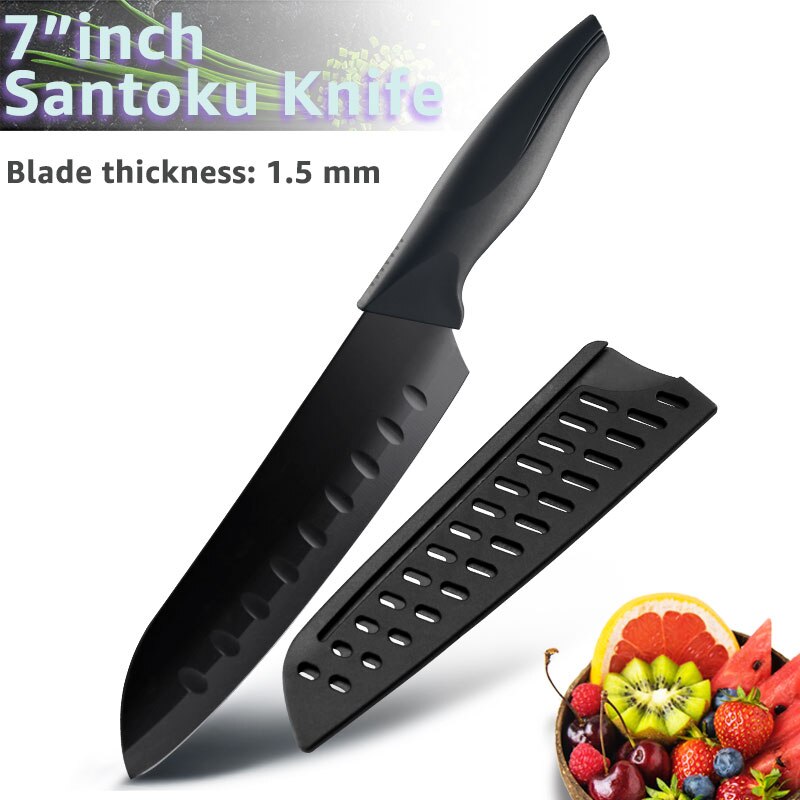 Küche Messer 3,5 5 7 8 zoll 1-6 einstellen Koch Edelstahl Nicht Stock Klinge X50CrMov15 Brot Schneidemaschine Dienstprogramm Santoku Messer: 7 Zoll Santoku Messer