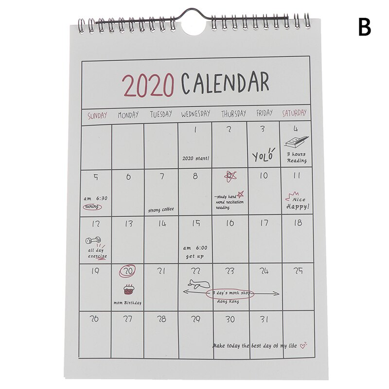 1PC bonne journée mur calendrier Agenda organisateur dessin animé calendrier quotidien calendrier planificateur: B