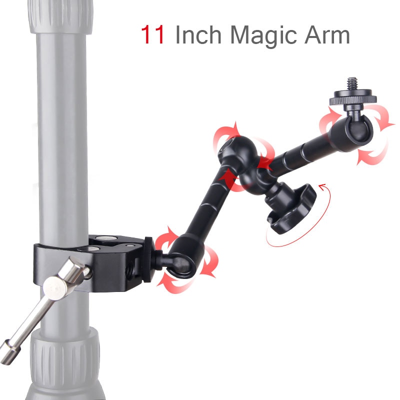 7 / 11 Inch Adjustable Friction Articulating Magic Arm + Super Clamp Crab Clip for DSLR LCD Monitor LED Light Camera Accessories