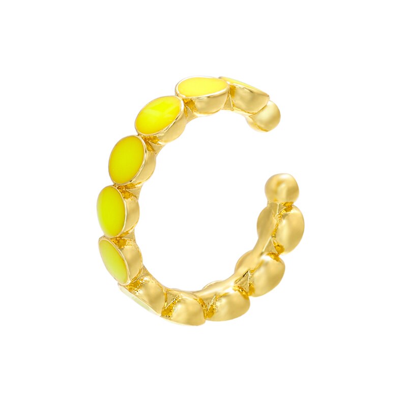 ZHUKOU-pendientes esmaltados para mujer, Clips para las orejas, color dorado, sin perforar, modelo de joyería: VE310,: yellow-1piece