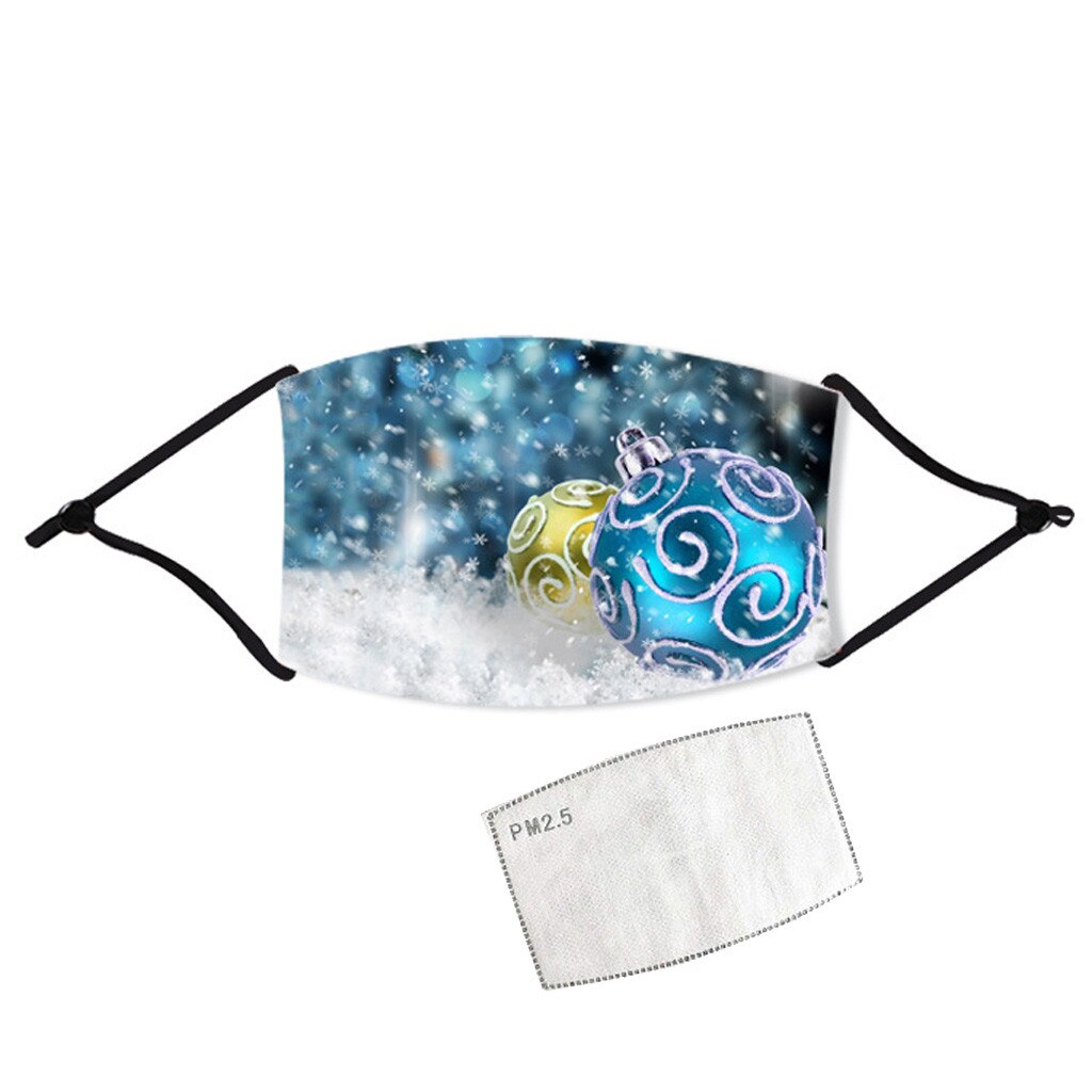 Face Mask Reusable With Filter Christmas Printed Adjustable Mouth-muffle Dustproof Washable Breathable Cycling Mascari1pc Filter: Yellow