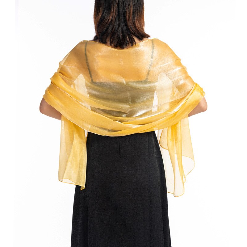 Bryllup sjaler og vikler 170*70 mørkegrå fest aftenkjole bryllup wrap bolero cape sjal ren farve langt tørklæde: Yellwo