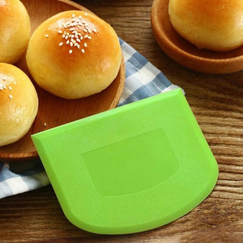 Plastic Dough Scraper Flexible Bowl Scraper Green 8 Piece - Multi-Function Dough Scraper-Tool for Baking Cakes