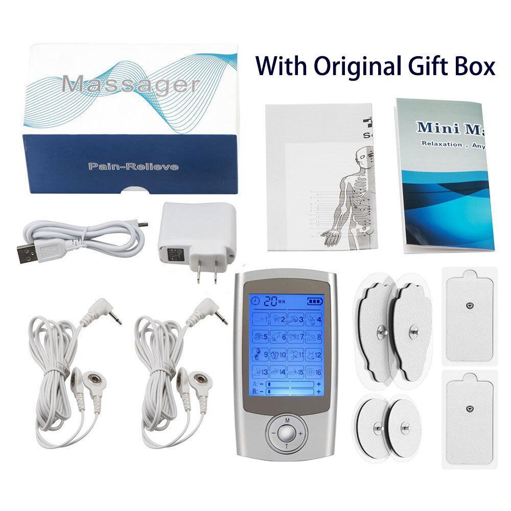 16 modus Dual Ausgang Digitale Elektronische Impuls Massagegerät ems Muskel Stimulator Schmerzen Linderung Maschine elektro Therapie Körper Massage: uns Stecker
