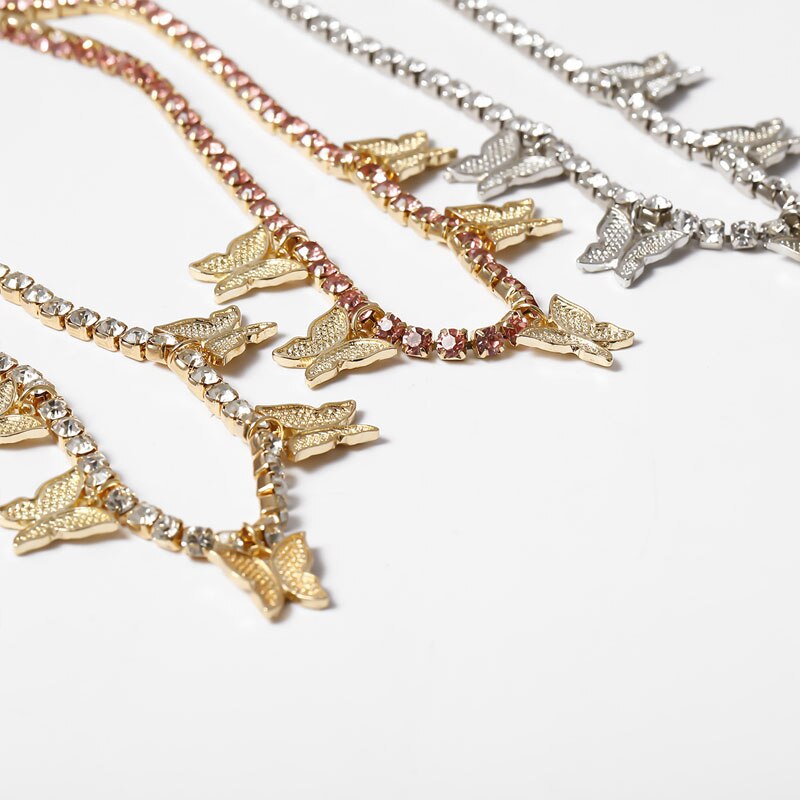 Stonefans Monarch Vlinder Ketting Hanger Rhinestone Sieraden Voor Vrouwen Bling Crystal Choker Verklaring Ketting Tennis Chain