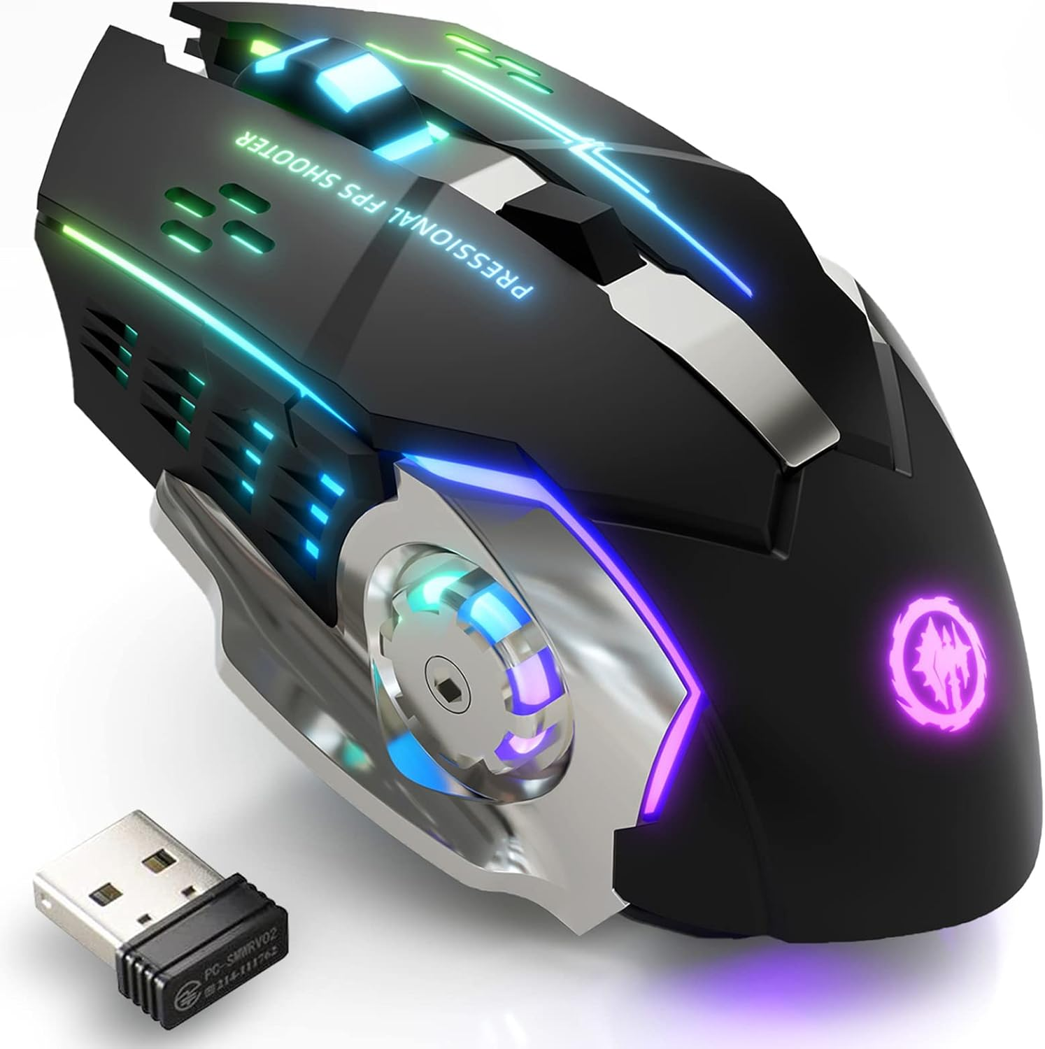 Mysz Bluetooth do gier Komputerowa mysz bezprzewodowa z akumulatorem USB Mechaniczna mysz e-sportowa z podświetleniem PC Gamer Mouse do gier komputerowych: Black