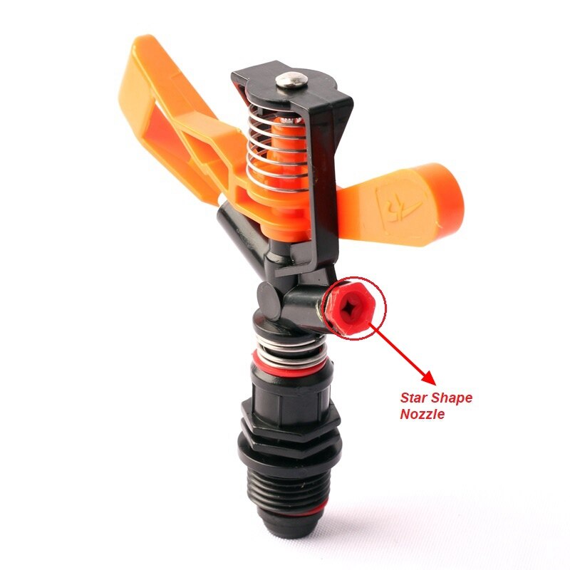 1/2 Inch 360 Degree Automatic Rotating Sprinkler Garden Water Spray Nozzle Double Nozzles Impact Sprinkler