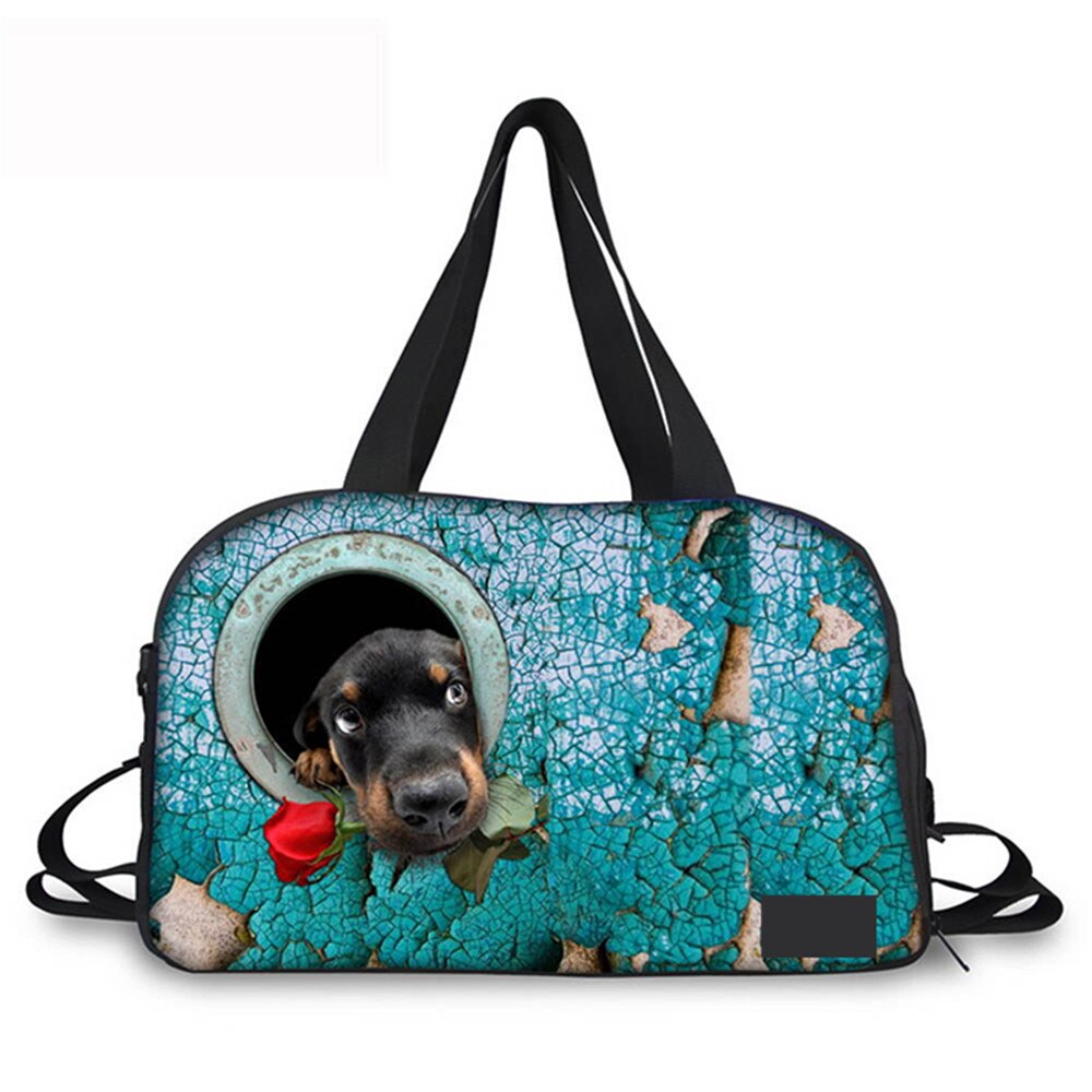 Diseños extravagantes 3D para perros con patrón de rosas impresas, bolsa de viaje de gran capacidad, informal, para equipaje de mano, de viaje, fin de semana: C0176T