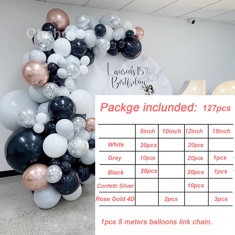 Pink White Black Gold Balloon Arch Kit Baby Birthday Party Decoration Bride Wedding Christening Baptism Globos Background: balloon arch 3