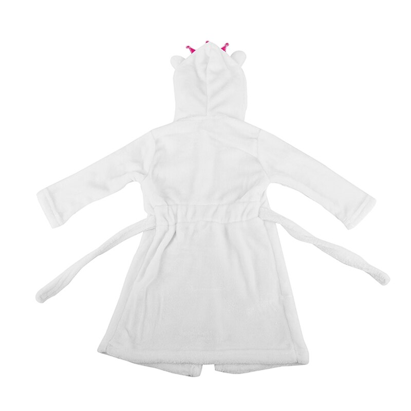 Småbørn/børn/baby hættetrøje blød varm flannel badekåbe børn pyjamas nattøj  (2t, hvidt dyr)
