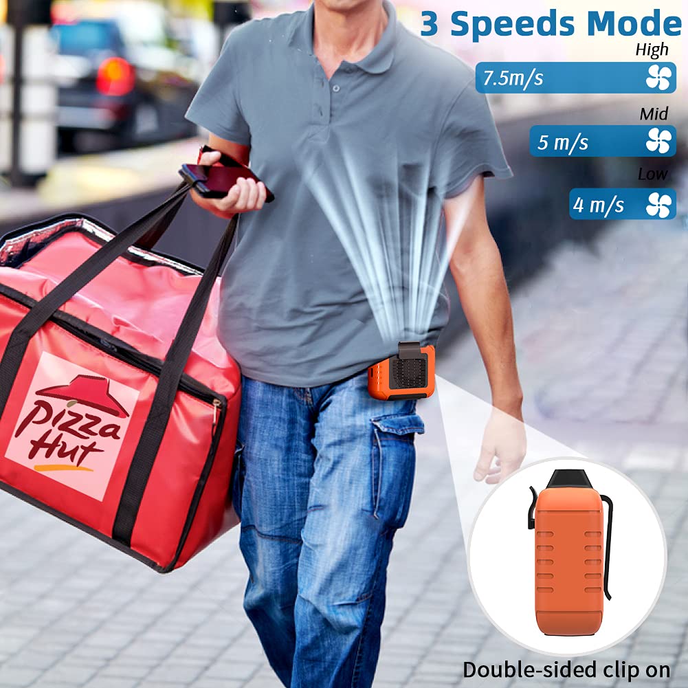 Aire acondicionado portátil, ventilador de Clip de cintura con 5-8H, ventilador de cuello, 3 velocidades, recargable por USB, para verano, trabajo al aire libre, senderismo