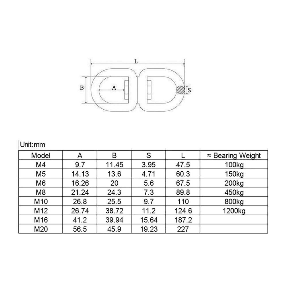 1Pcs Eye to Eye Swivel Ring 304 Stainless Steel Double Ended Swivel Eye Snap Chain Hook Connector Heavy Duty M4-M20