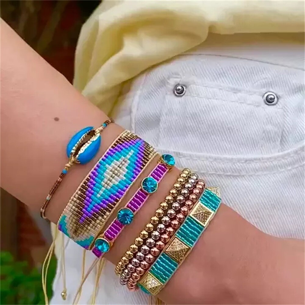 Pulsera ZHONGVI de con cuentas de MIYUKI para Mujer, Pulseras para Mujer hechas a mano, Pulseras con abalorios, de joyería para Mujer: set