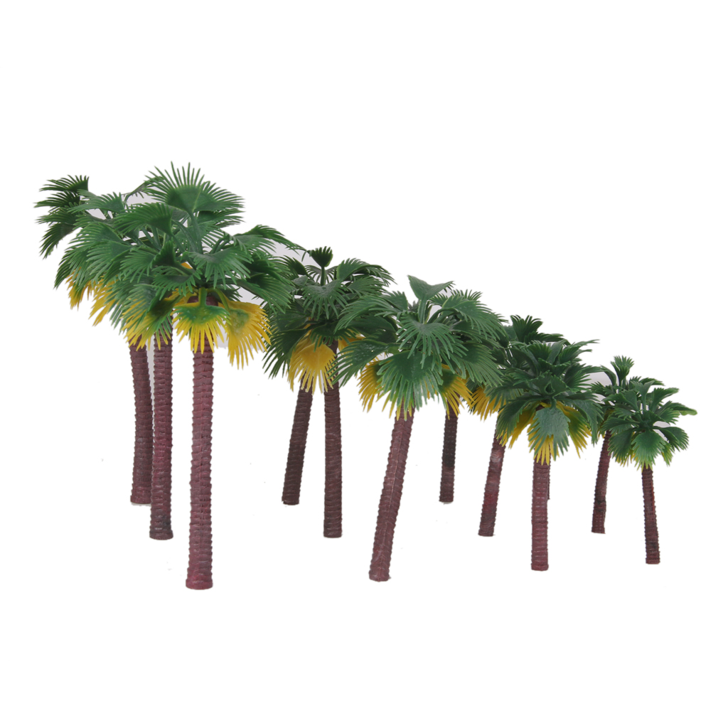 Pack of 12 Miniature Plastic Palm Trees Fairy Garden Landscape Bonsai Decor