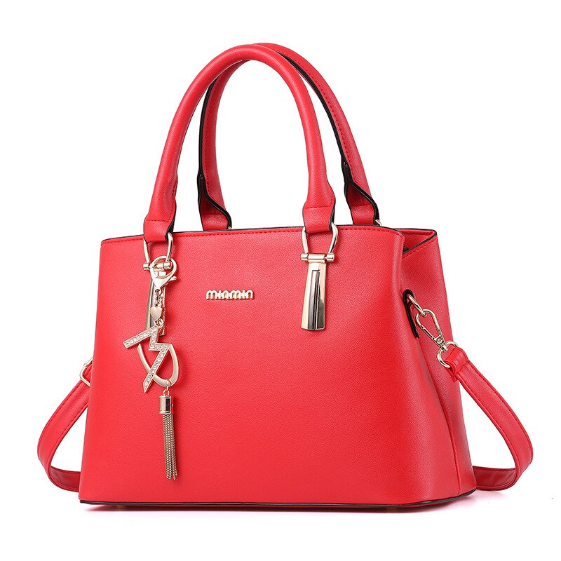 Top-handle Bags Women's Handbag Atmosphere Women's All-match Messenger Bag Casual Women's Leather Handbag: Red