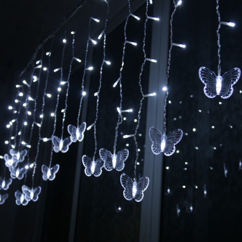 Kerstboom Opknoping Led Vlinder String Light Waterdicht Gordijn Kerstvakantie 48Pcs Led String Lights Decoratie Lampen