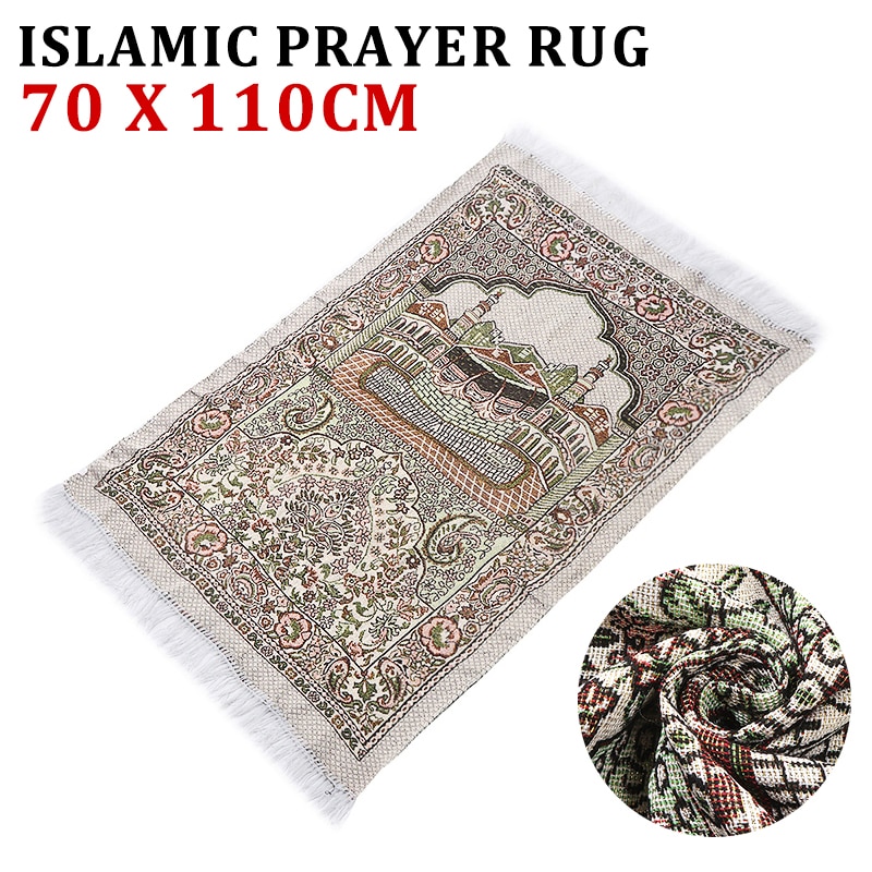 1pc 70x110cm turc islamique musulman tapis de prière tapis Portable Namaz Salat Musallah tapisserie