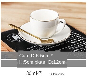 Sjov glødende europæisk hvid luksus porcelæn kop og underkop keramik simpel te sæt moderne kaffekopper tazas para cafe køkken: 80ml