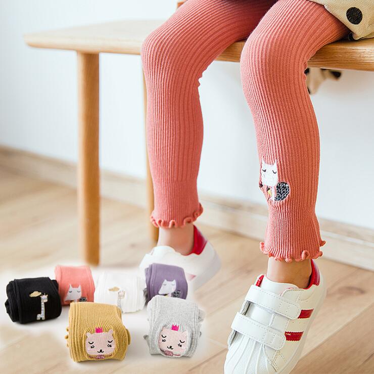 Mallas bordadas de algodón para niños y niñas, pantalones de color caramelo, 6 estilos, novedad de primavera