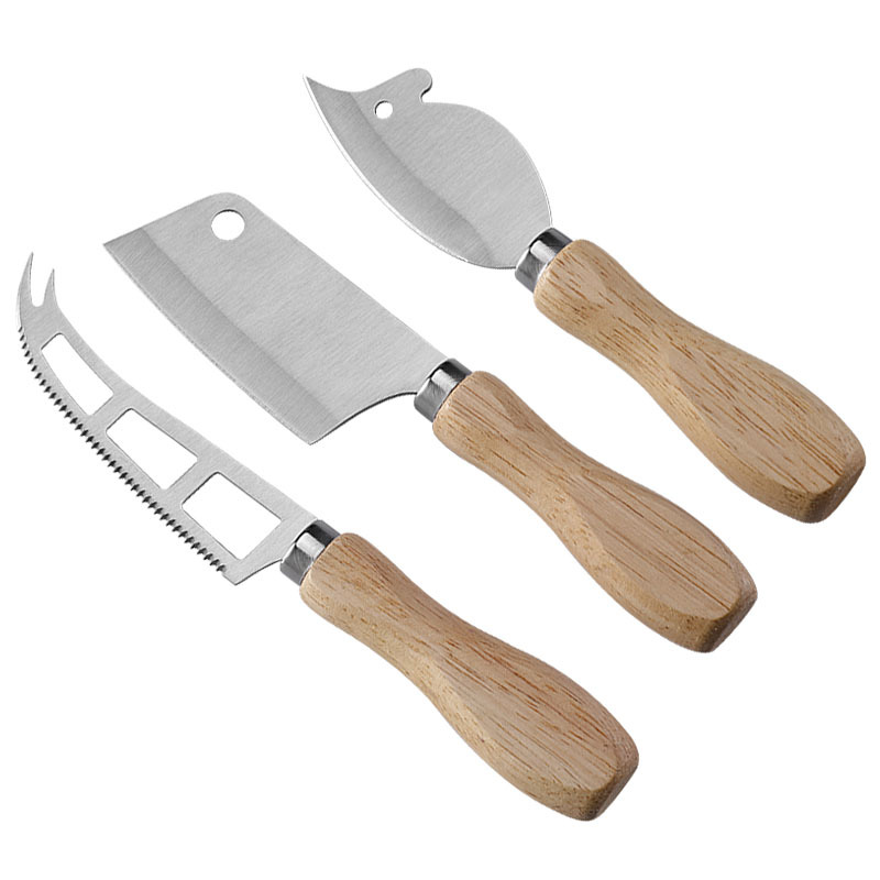 Juustovoiveitsi tammikahvainen juustovoileikkuri viipalointipizzaveitsi ruostumattomasta teräksestä valmistettu paistettu juustoveitsi: Tumma khaki
