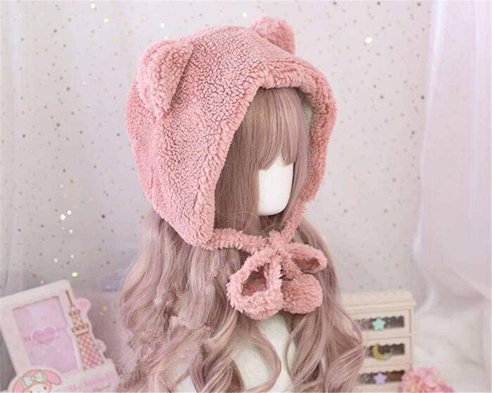 Chapeau en peluche ours japonais, couvre-oreilles, fourrure, Kawaii, coréen, , pour étudiants, B835, automne hiver