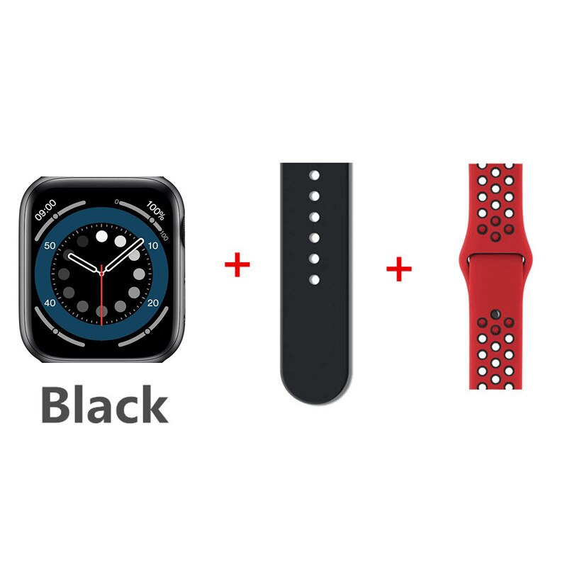 Original IWO 13 Smart Uhr Serie 6 Frauen Männer Unterstützung Bluetooth Anruf Herz Rate Besser Als IWO 12 Pro W56 smartwatch Für IOS: black  add redblack