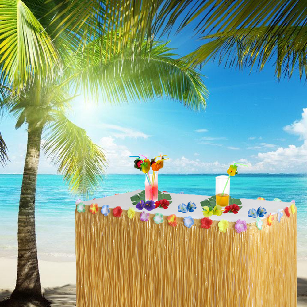 Hawaiian Tafel Rok Decoratie Set Honingraat Ananas Flamingo Kleine Paraplu Fruit Stro Combinatie Hula Festival Party Deco
