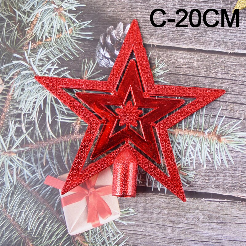 1pc Gold Silver Red Star Christmas Tree Top Star 3D Five-point Star Christmas Home Table Topper Xmas Decoration Merry Christmas: C-20cm1pc