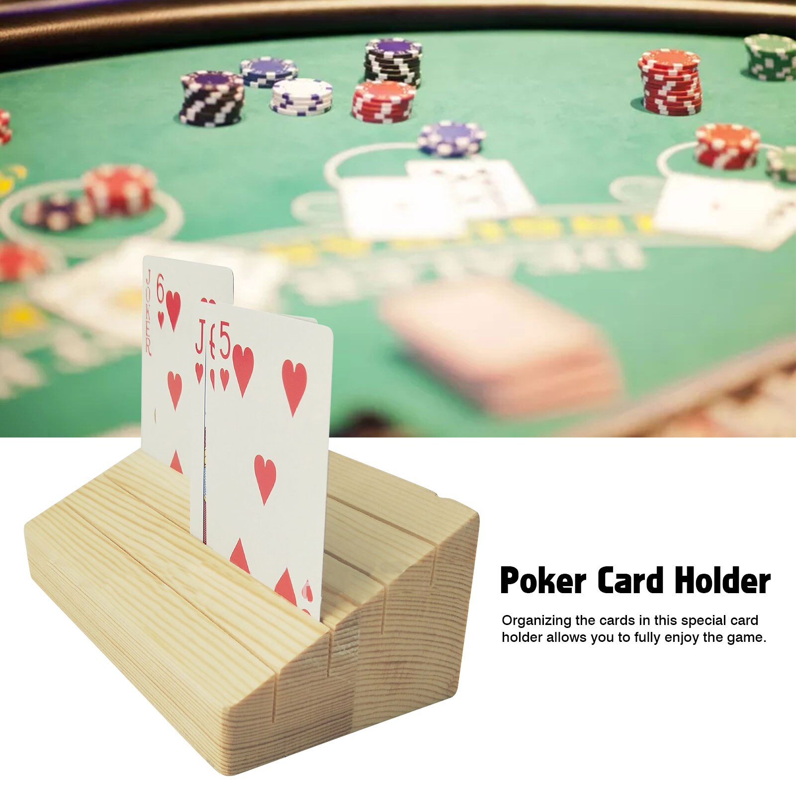 Home Playing Card Holder Decoration Panoramic Wooden Card Holder Playing Card Wooden Display Table Board Game Card Accessorie