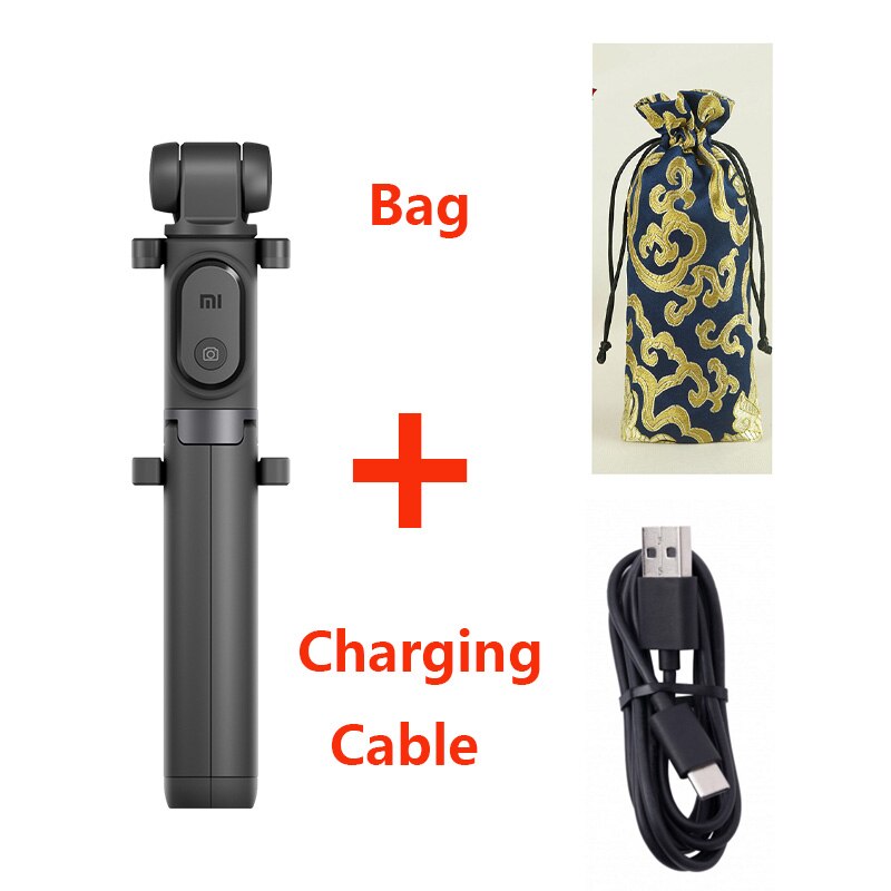 Xiaomi Handheld Mini Foldable Tripod 2 in 1 Monopod Selfie Stick Bluetooth Wireless Remote Control Shutter for Android &amp; Iphone: add cable bag