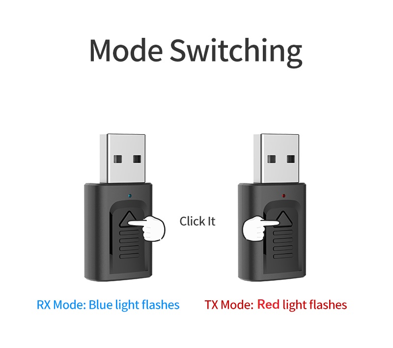Grwibeou Mini Wireless 4 in 1 USB Bluetooth 5.0 Adapter 3.5mm Jack AUX BT Audio Receiver Transmitter For Car TV Speaker Adapter: Default Title