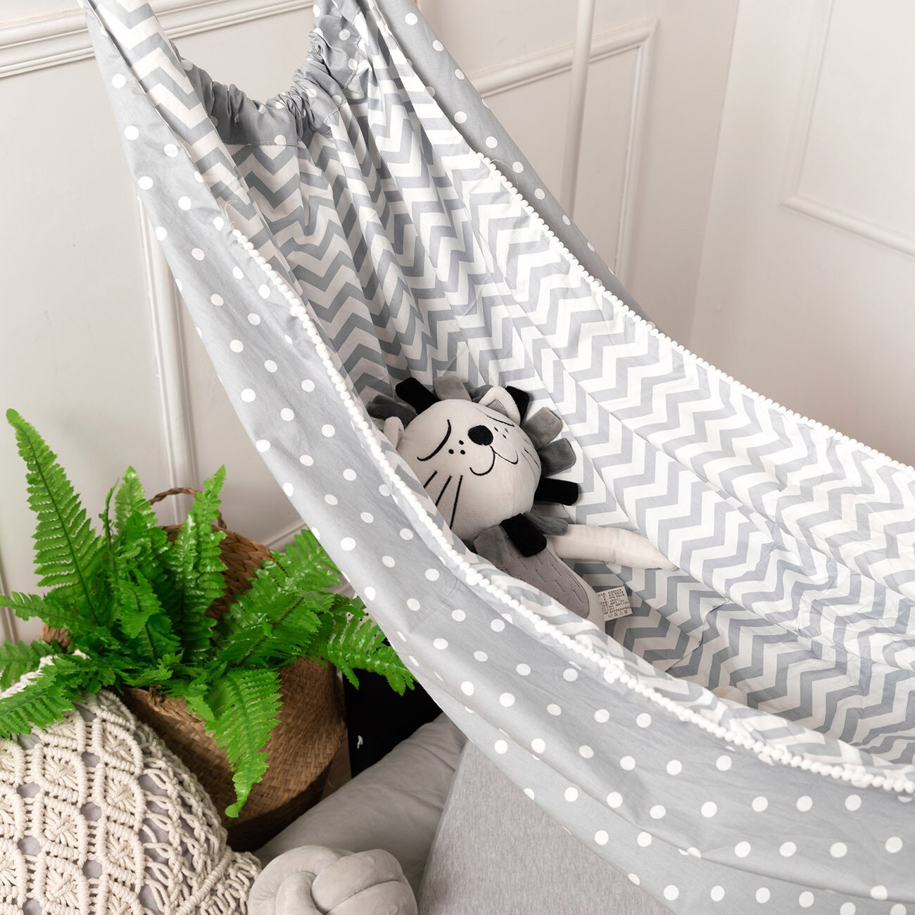 Hamaca para niños, columpio para interiores y exteriores, cesta colgante para niños, bolsa de tela, silla para bebé, hamaca de dibujos animados, columpios de decoración: Gris
