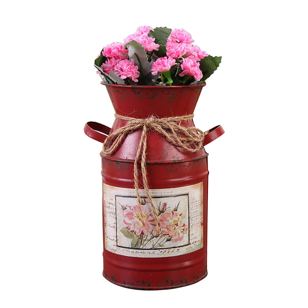 Haveplanter jernspand boligindretning potter arrangement håndværk landlig stil lurvet bryllup blomstervase vintage bord: Rød