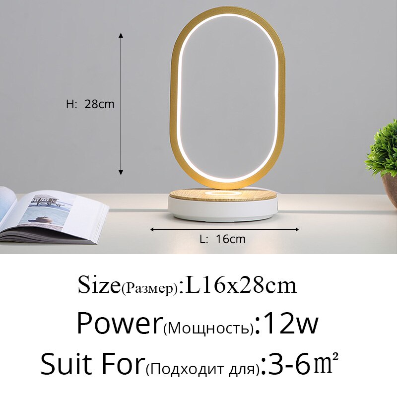 Moderne Tafel Lampen Voor Slaapkamer Studie Leeslampjes Nachtkastje Oog Beschermen Touch Dimmen Verlichting Luminaria Telefoon Draadloos Opladen: ellipse  golden