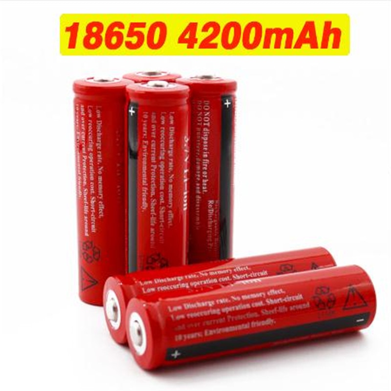 100% Originele 18650 Oplaadbare Batterij 18650 4200 Mah 3.7 V Batterij Voor Led Lantaarn Zaklamp